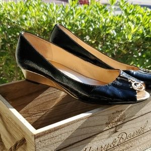 Michael Kors pip toe wedges flats black leather